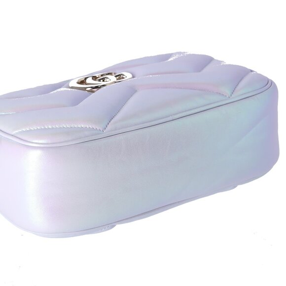 GUCCI GG Marmont Shoulder Bag 447632 Iridescent Pearl Blue Leather - Picture 7 of 9